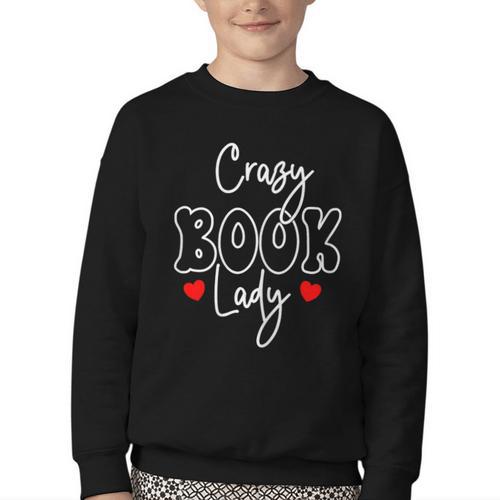 Crazy Book Lady Youth Crewneck Sweatshirt - Bookorys DE