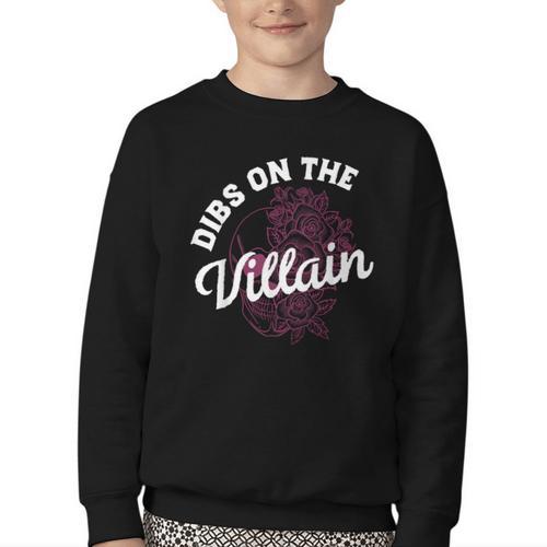 Dibs On The Villain Dark Romance Books Skeleton Morally Grey Youth Crewneck Sweatshirt - Bookorys DE