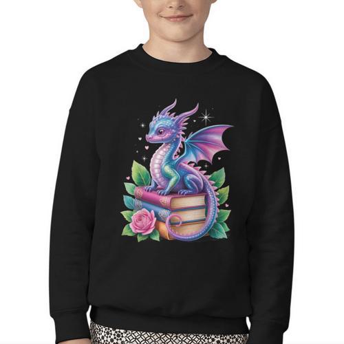 Dragon Book Fantasy Reading Youth Crewneck Sweatshirt - Bookorys