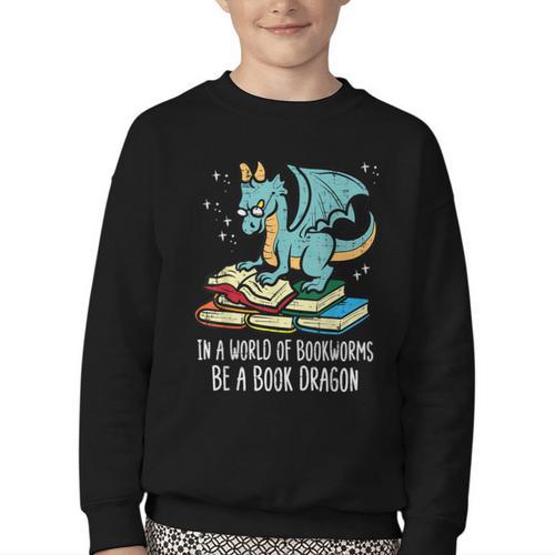 Be A Dragon Read Reading Book Librarian Men Women Kids Youth Crewneck Sweatshirt - Bookorys CA