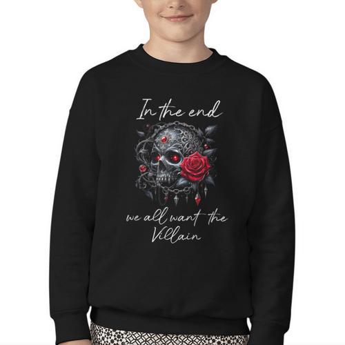 In The End We All Want The Villain Smutty Book Dark Romance Youth Crewneck Sweatshirt - Bookorys