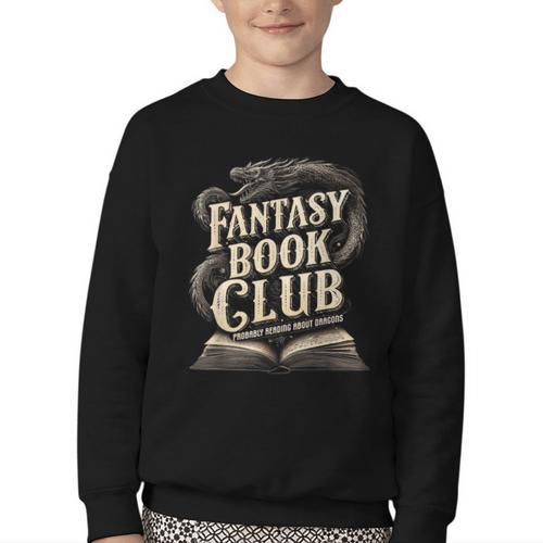 Fantasy Book Club Dragons For Women Men Or Kids Reading Youth Crewneck Sweatshirt - Bookorys