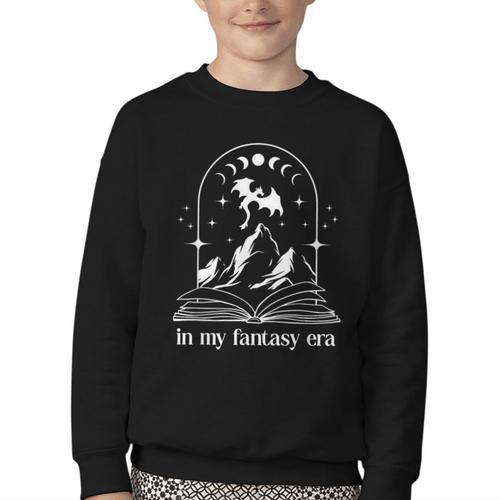 In My Fantasy Era ShirtSmutty Book Dragon In My Fantasy Era Youth Crewneck Sweatshirt - Bookorys