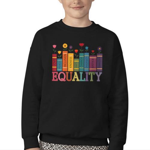 Floral Flower Book Equality Human Rights Women's Rights Youth Crewneck Sweatshirt - Bookorys CA
