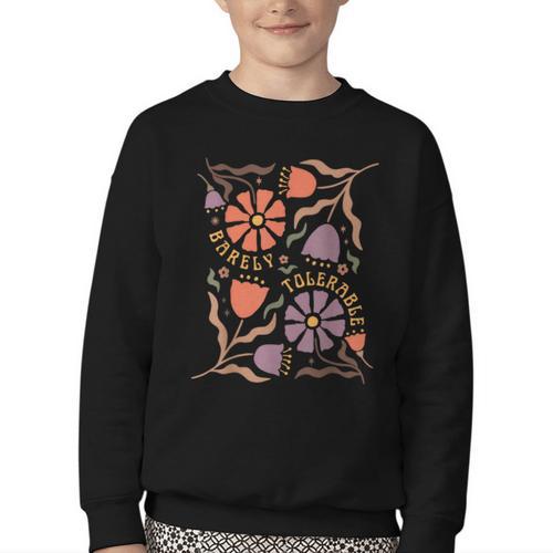 Floral Pride & Prejudice Barely Tolerable Book Lover Bookish Youth Crewneck Sweatshirt - Bookorys AU
