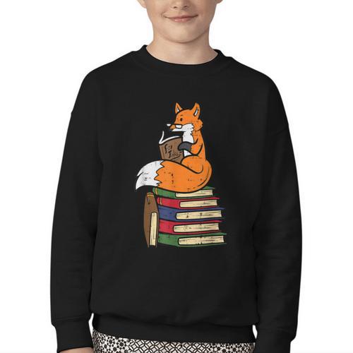Fox Books Read Reading Librarian America Men Women Kids Youth Crewneck Sweatshirt - Bookorys DE