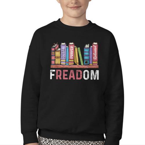 Freadom Anti Ban Books Freedom To Read Book Lover Reading Youth Crewneck Sweatshirt - Bookorys
