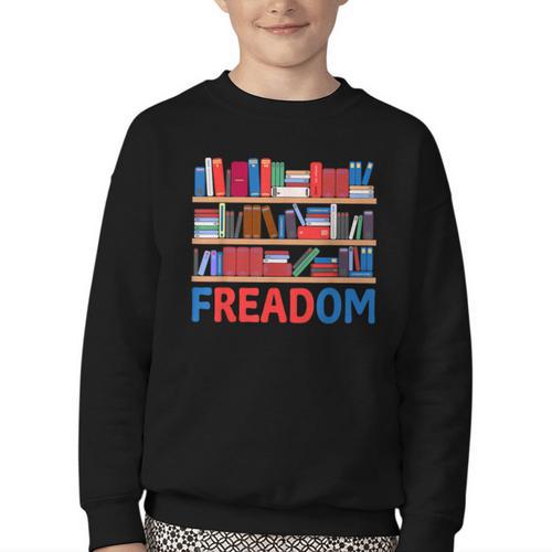 Freadom To Read Book Lover Reading Freedom Youth Crewneck Sweatshirt - Bookorys AU
