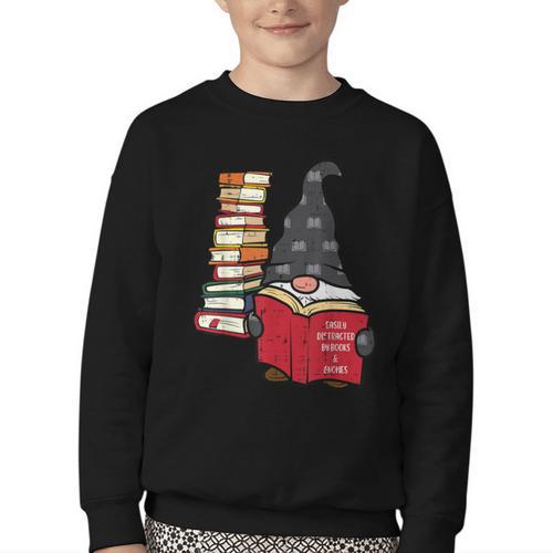 Gnome Read Reading Book Librarian Across America Women Kids Youth Crewneck Sweatshirt - Bookorys CA
