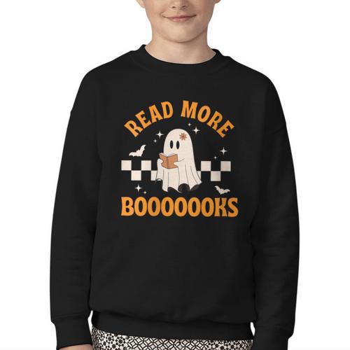 Groovy Halloween Teacher Spooky Read More Book Women Girl Youth Crewneck Sweatshirt - Bookorys DE