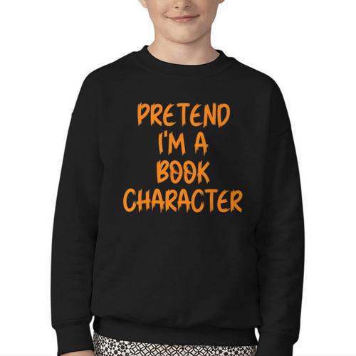 Halloween Pretend I'm Book Character Costume Lazy Adult Kids Youth Crewneck Sweatshirt - Bookorys