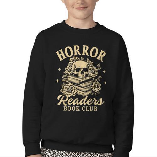 Horror Reading Spooky Vibes Bookish Horror Readers Book Club Youth Crewneck Sweatshirt - Bookorys UK