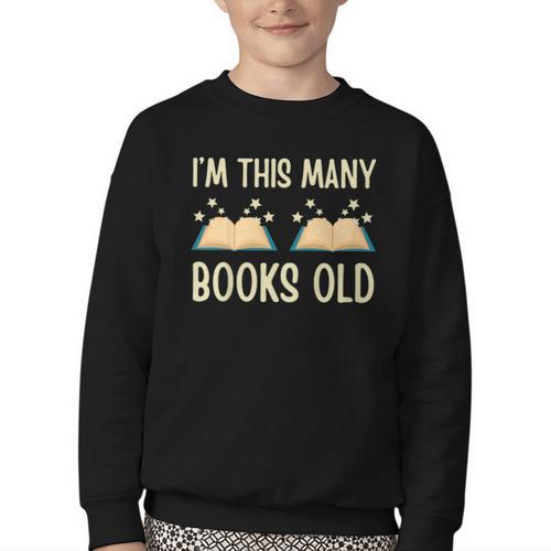 I'm This Many Books Old Read Book 2nd Birthday 2 Years Old Youth Crewneck Sweatshirt - Bookorys DE