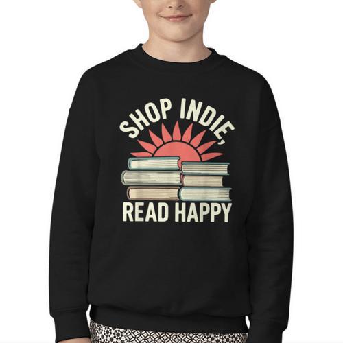 Independent Bookstore Fans Shop Local Literary Community Youth Crewneck Sweatshirt - Bookorys