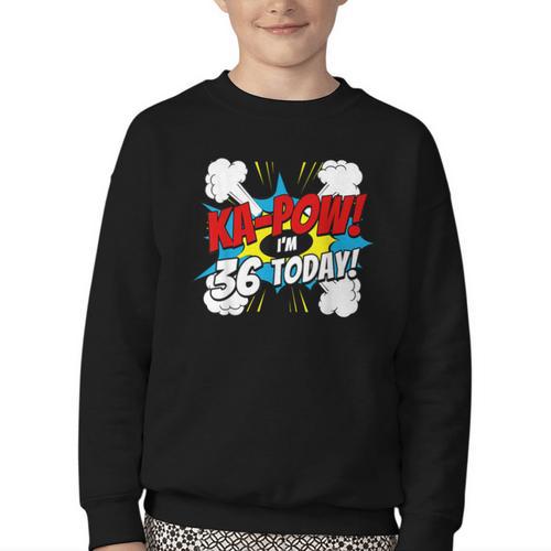 Ka-Pow 36 Years Old Comic Book 36th Birthday Super Hero Youth Crewneck Sweatshirt - Bookorys UK