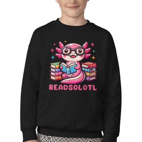 Kawaii Axolotl Readsolotl Book Lover Reading Bookworm Girls Youth Crewneck Sweatshirt - Bookorys CA