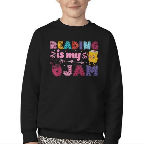 Kids Reading Book Lover Reading Is My Jam Youth Crewneck Sweatshirt - Bookorys UK