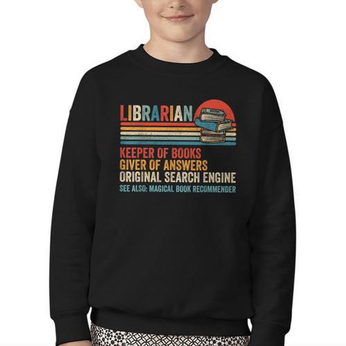 Librarian Definition Book Lover Library Workers Day Youth Crewneck Sweatshirt - Bookorys AU