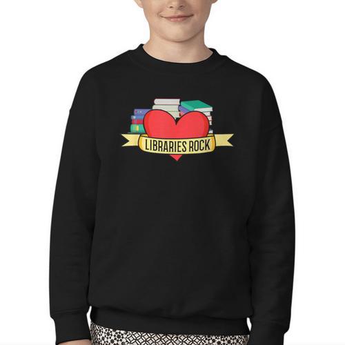 Librarian Library Assistant Libraries Rock Book Lover Youth Crewneck Sweatshirt - Bookorys DE