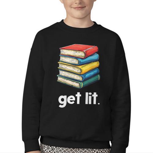 Get Lit With Books Youth Crewneck Sweatshirt - Bookorys