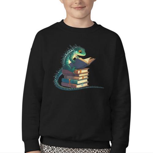 Lizard Reading Book Librarian Bookworm Reader Read Youth Crewneck Sweatshirt - Bookorys AU