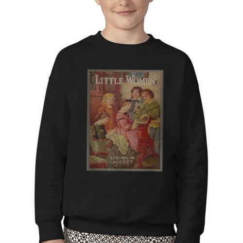 Louisa May Alcott Coming Of Age Novel Little Women Book Cover Small Youth Crewneck Sweatshirt - Bookorys CA