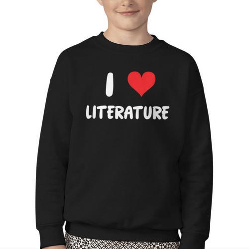 I Love Literature Heart Books Writing Reading Read Write Youth Crewneck Sweatshirt - Bookorys