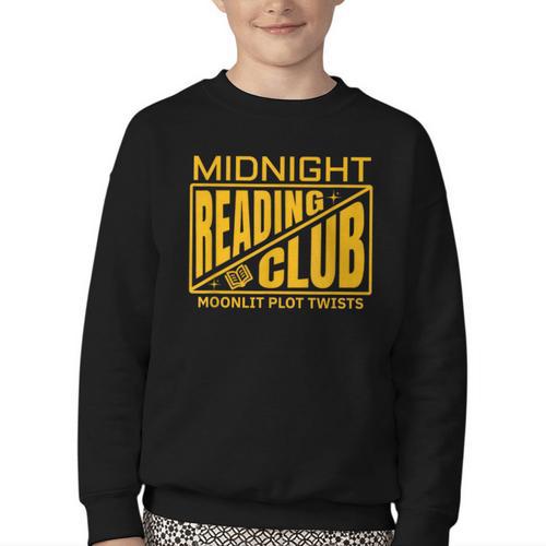 Midnight Reading Club Night Owl Book Readers Youth Crewneck Sweatshirt - Bookorys CA