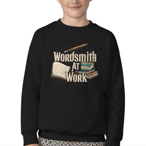 Wordsmith At Work Vintage Writer & Author Pen Book Lover Youth Crewneck Sweatshirt - Bookorys CA