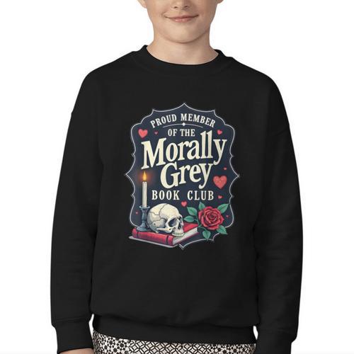 Morally Grey Merch Dark Romance Romantasy Smutty Book Lover Youth Crewneck Sweatshirt - Bookorys