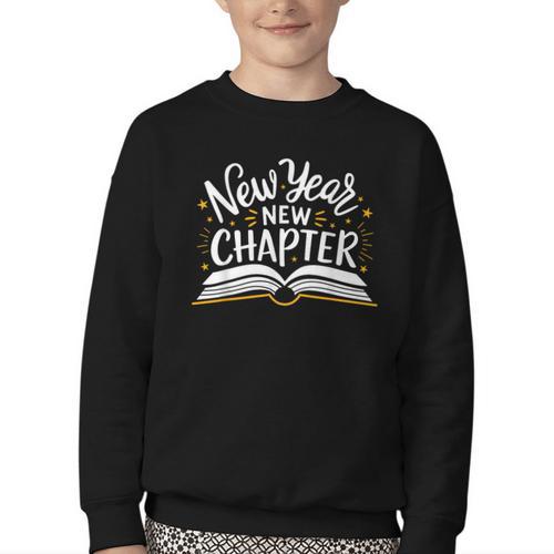 New Year New Chapter Happy New Year 2025 Book Youth Crewneck Sweatshirt - Bookorys UK