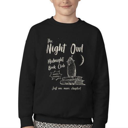 Night Owl Book Club Bookish Book Lover Tee Youth Crewneck Sweatshirt - Bookorys AU