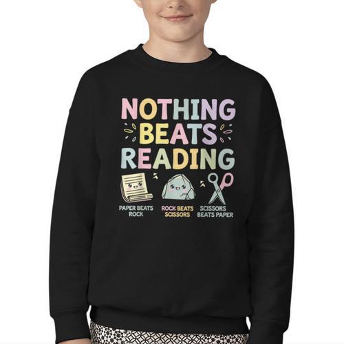Nothing Beats Reading Book Librarian Across America Kids Youth Crewneck Sweatshirt - Bookorys
