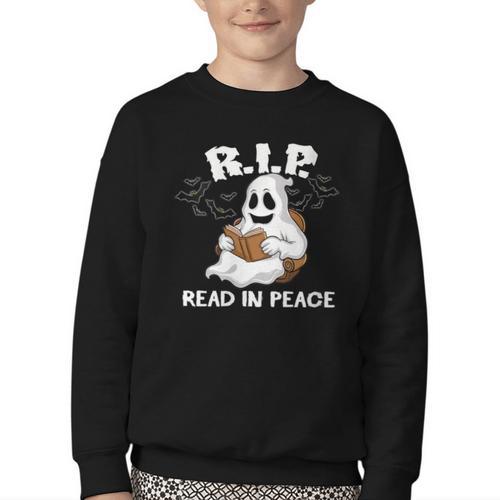 October Reading And Library Awareness Books And Boos Youth Crewneck Sweatshirt - Bookorys AU