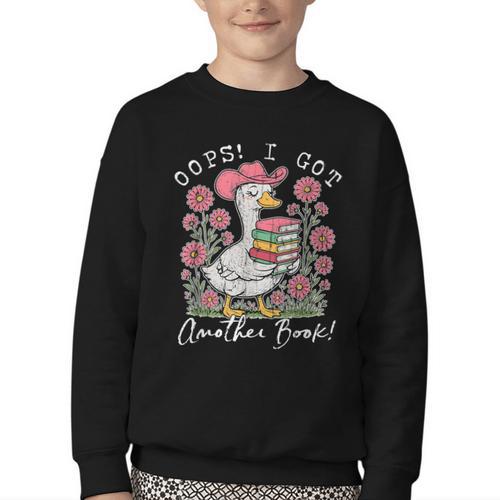 Oops I Got Another Book Goose Reading Humor Youth Crewneck Sweatshirt - Bookorys AU