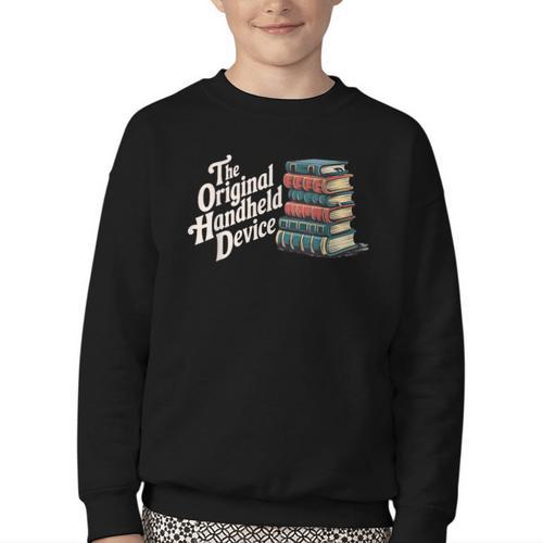 The Original Handheld Device Book Fair Book Lover Youth Crewneck Sweatshirt - Bookorys