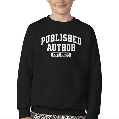 Proud Published Author 2025 Mom Dad Vintage Poet Book Writer Youth Crewneck Sweatshirt - Bookorys