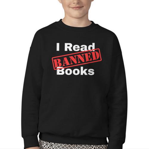 I Read Banned Books Censored Red Stamp Reading Librarian Youth Crewneck Sweatshirt - Bookorys UK