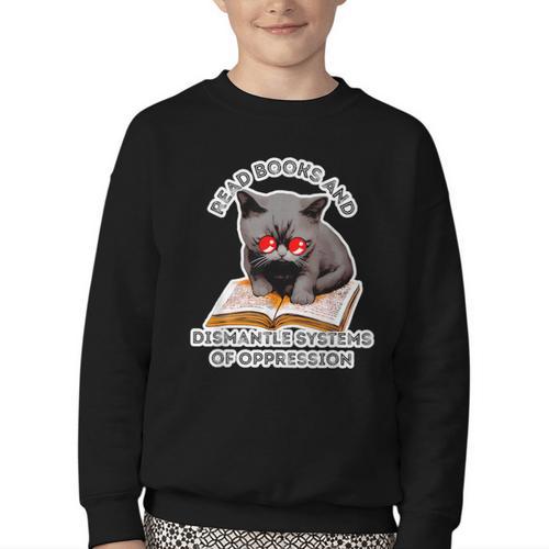 Read Books And Dismantle Systems Of Oppression Youth Crewneck Sweatshirt - Bookorys DE
