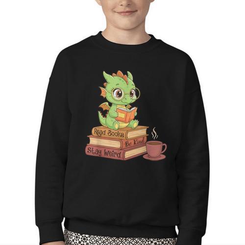 Read Books Be Kind Stay Weird Reading Bookworm Reader Youth Crewneck Sweatshirt - Bookorys CA
