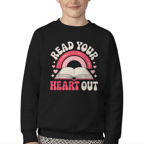 Read Your Heart Out Book Lover Fun Reading Time Youth Crewneck Sweatshirt - Bookorys AU