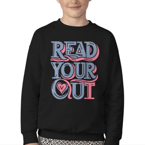 Read Your Heart Out Cute Teacher Reading Book Love Bookworm Youth Crewneck Sweatshirt - Bookorys CA