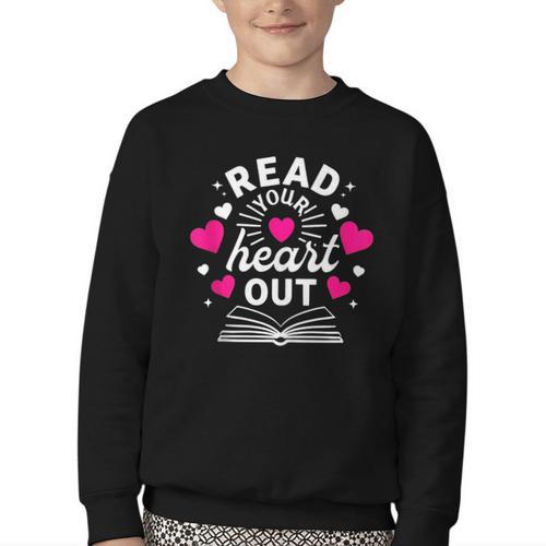 Read Your Heart Out Cute Teacher Women Book Lovers Youth Crewneck Sweatshirt - Bookorys