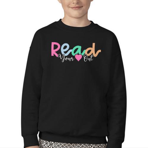 Read Your Heart Out Reading Librarian Book Across America Youth Crewneck Sweatshirt - Bookorys DE