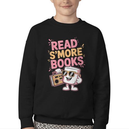 Read S'More Books Camping Outdoors Travel Campfire Smores Youth Crewneck Sweatshirt - Bookorys CA
