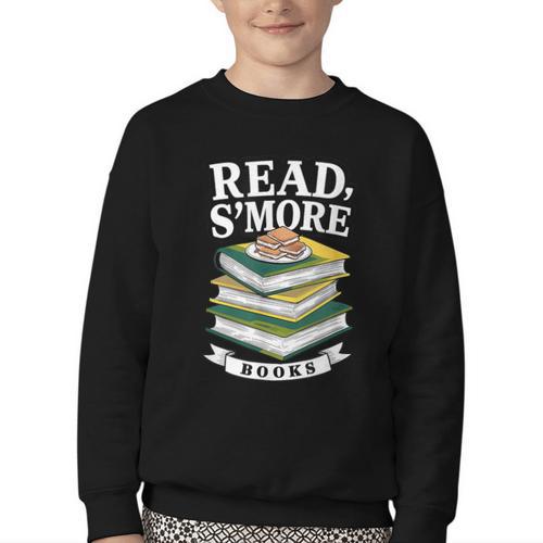 Read S'More Books Marshmallow Reading Smores Youth Crewneck Sweatshirt - Bookorys CA