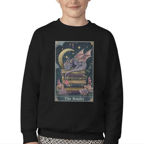 The Reader Tarot Card Book Dragon Romantasy Fantasy Bookish Youth Crewneck Sweatshirt - Bookorys DE