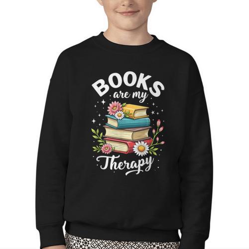 Reading Books Are My Therapy Youth Crewneck Sweatshirt - Bookorys