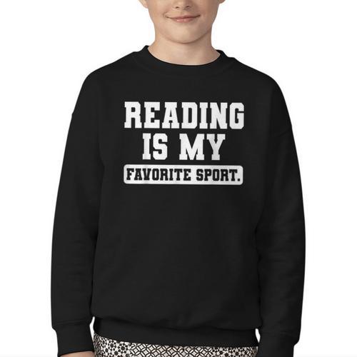 Reading Is My Favorite Sport Book Lover Reader Youth Crewneck Sweatshirt - Bookorys