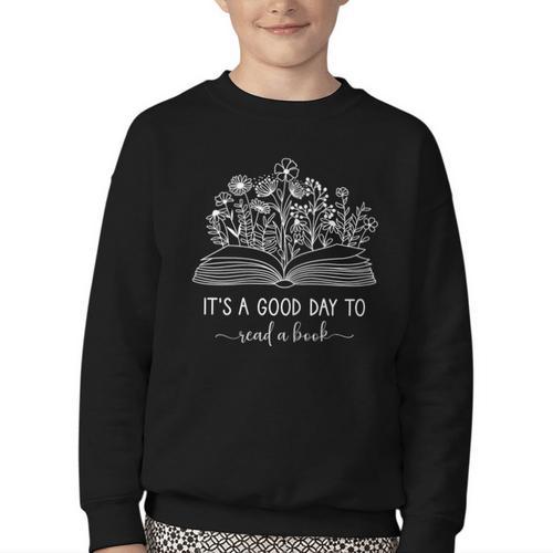 Reading Its A Good Day To Read A Book Librarian Youth Crewneck Sweatshirt - Bookorys
